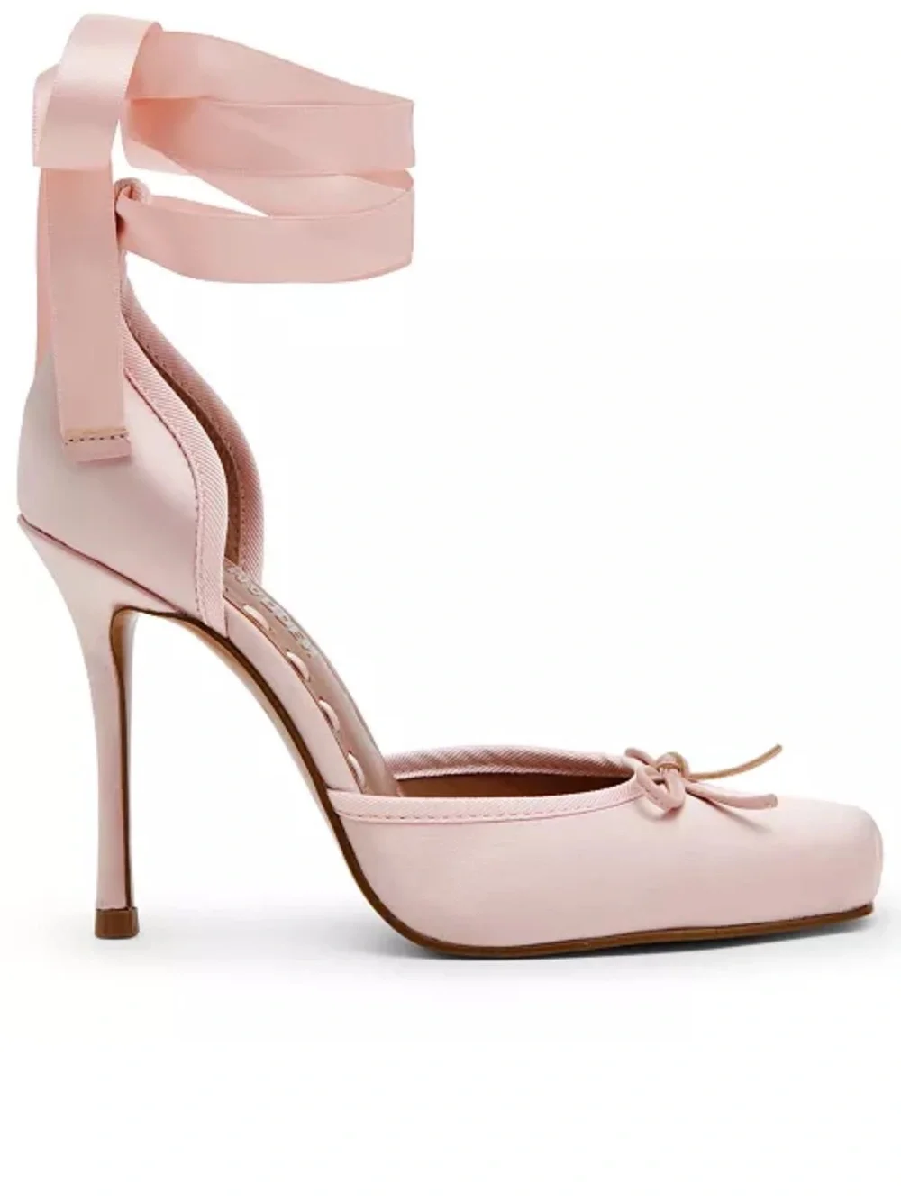 Steve Madden Blush Pink Satin Ankle-Tie Stiletto Pumps